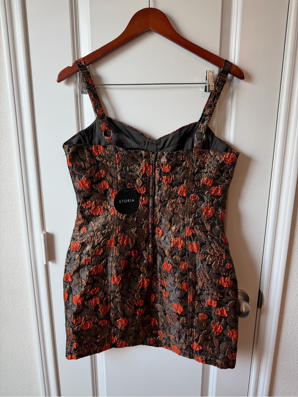 ⚡️NWT Storia Blair Black and Bronze Floral Jacquard Dress - Picture 5 of 6